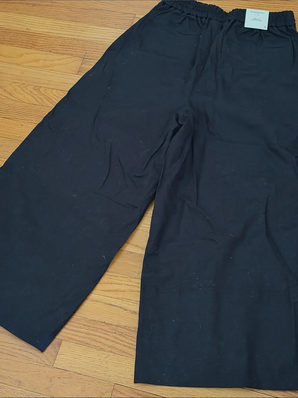 BANANA REPUBLIC, Black Wide-Leg Linen Blend Pants
